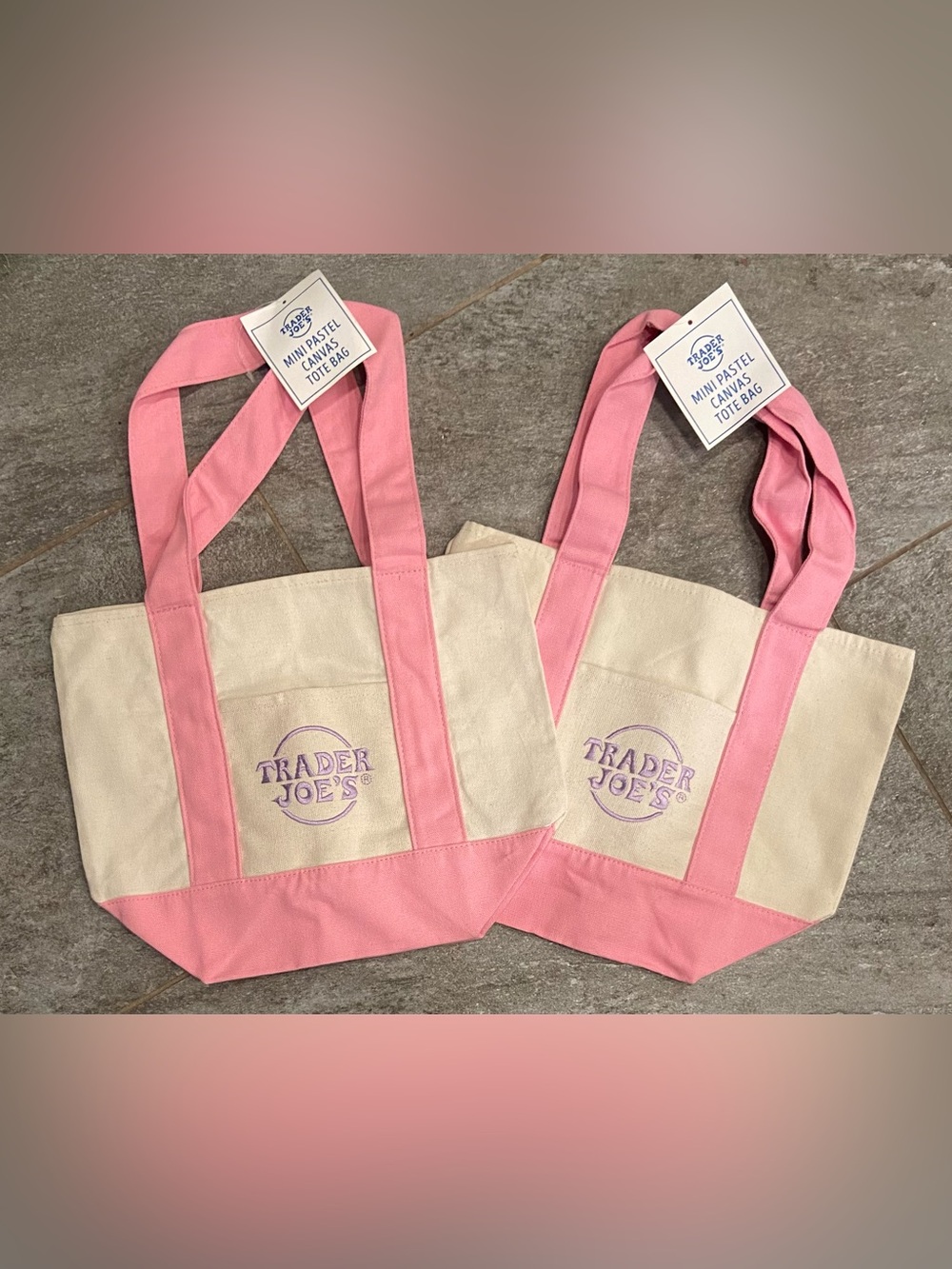 Trader Joe’s Pastel Canvas Tote Bags 2ct